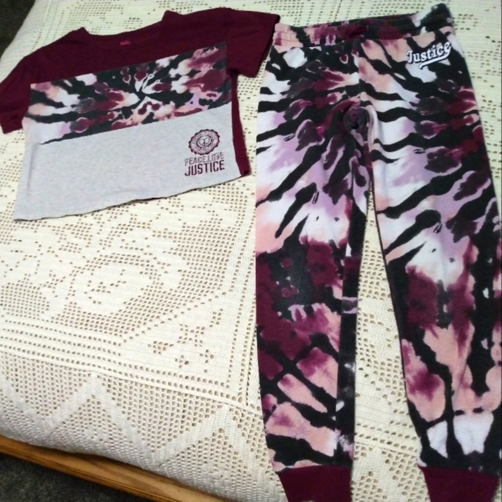 Justice Girls Athletic Pants and Crop T-shirt size M (10)
